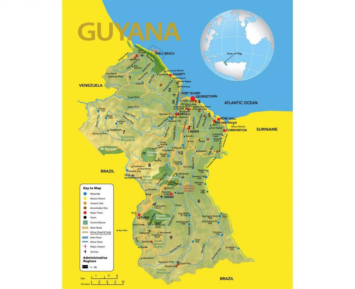 mapa Guyana mapa umiestnenia