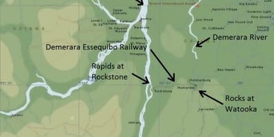 Mapa essequibo pobreží Guyana