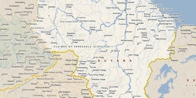 Mapa Guyana cesty