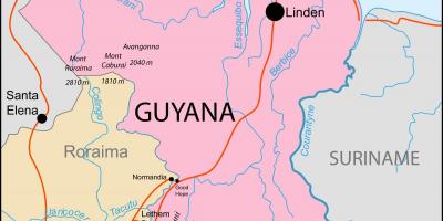 Mapa Guyana miesto na svete