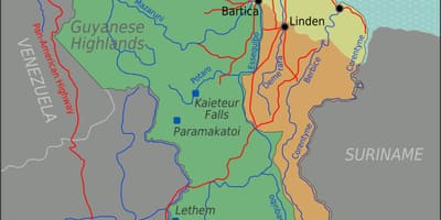 Východné pobrežie demerara Guyana mapu